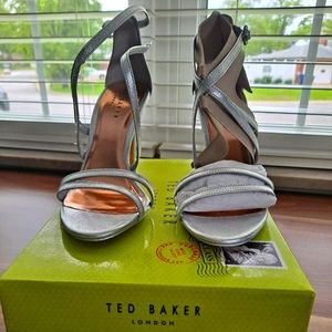 Ted Baker silver metallic strappy high heel sandal
